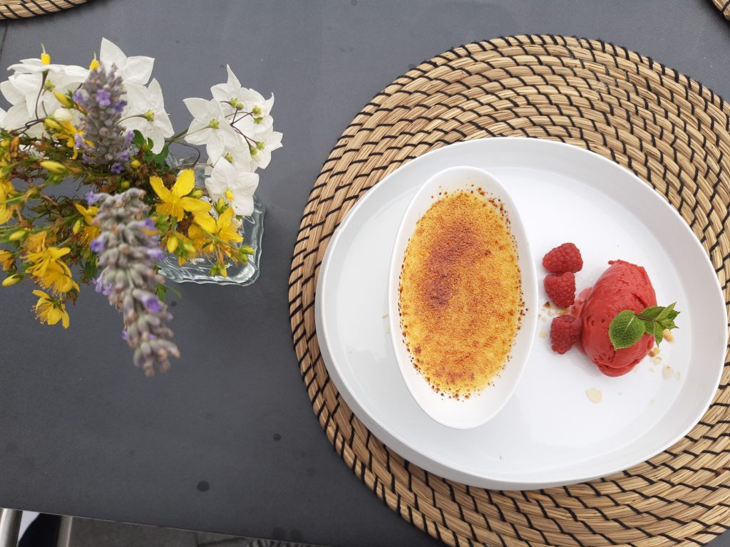 Sorbet maison aux fruits rouges servi dans une coupe